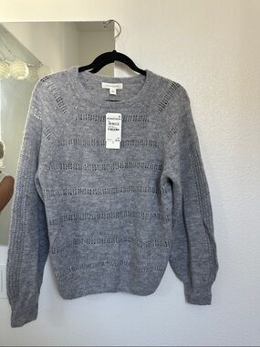 Nordstrom Men’s Light Gray Open-Stitch Crewneck Sweater